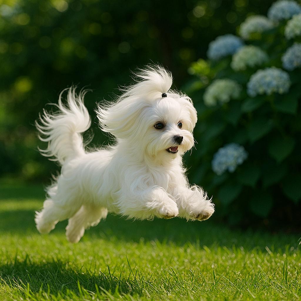 Maltese soared amidst emerald blades