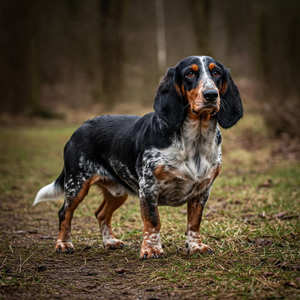 A Basset Artésien Normand with its elongated, sturdy body, short legs, noble head, and long ears.