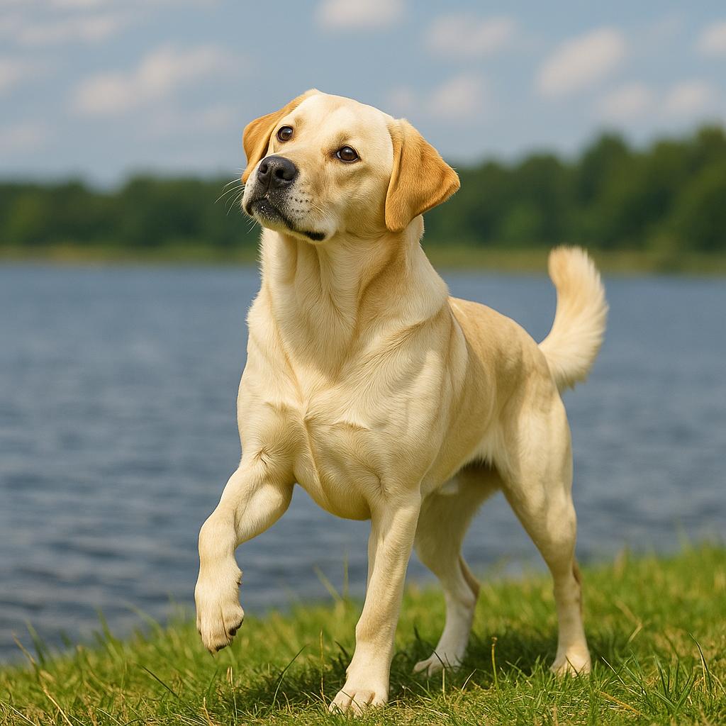Labrador Retriever attentive head tilt