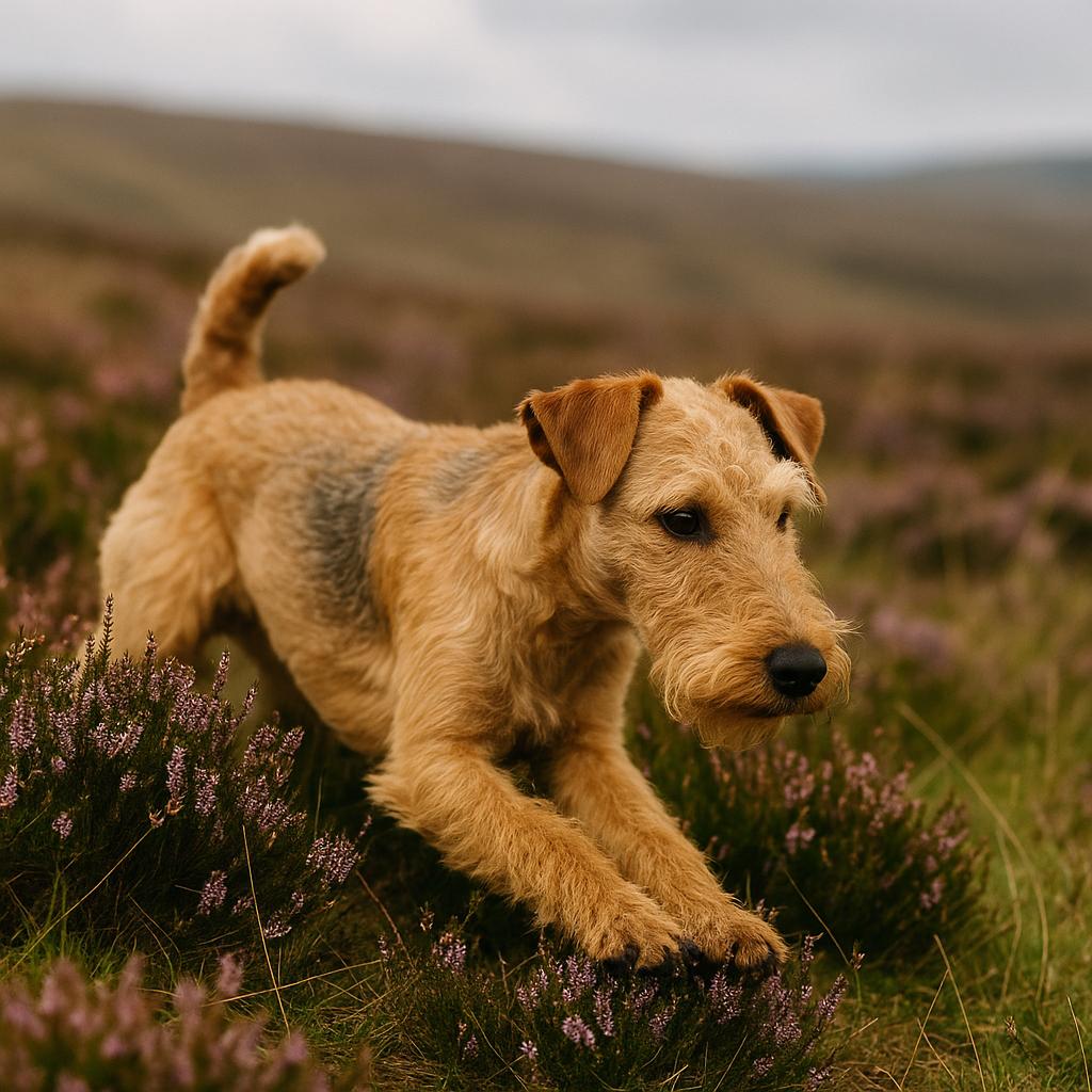 Stealthy Lakeland Terrier on hunt