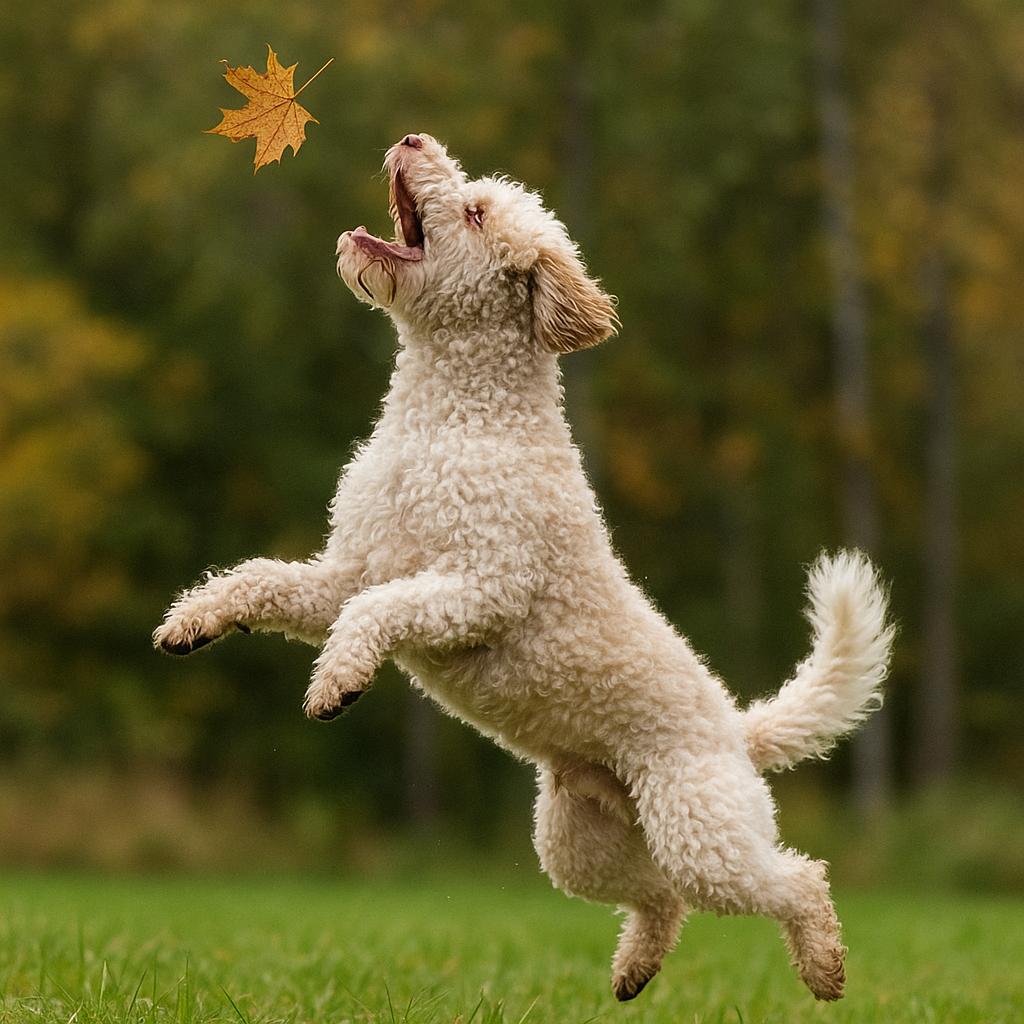 Lagotto Romagnolo leaf leap expert