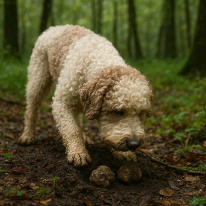 Lagotto Romagnolo unearthing precious truffles