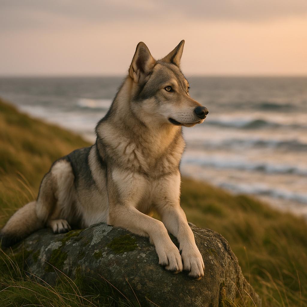 Saarloos Wolfdog surveys coastal breeze