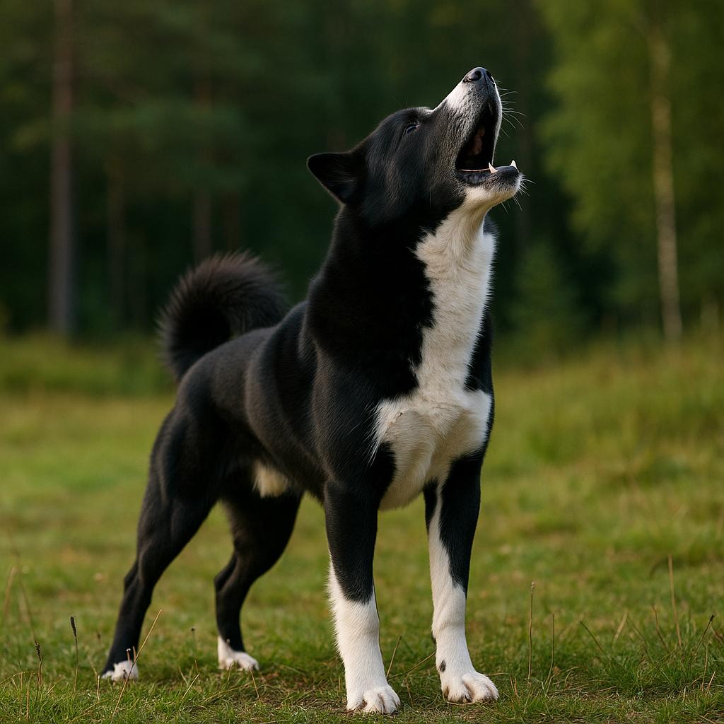 Karelian Bear Dog howls gracefully
