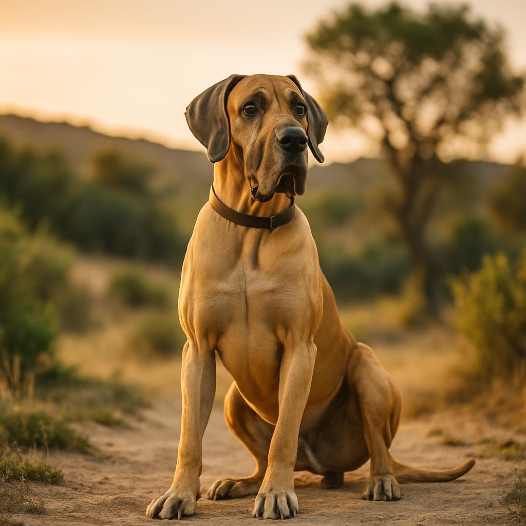 Fawn Dane seated calmly on dusty trail at sunset.