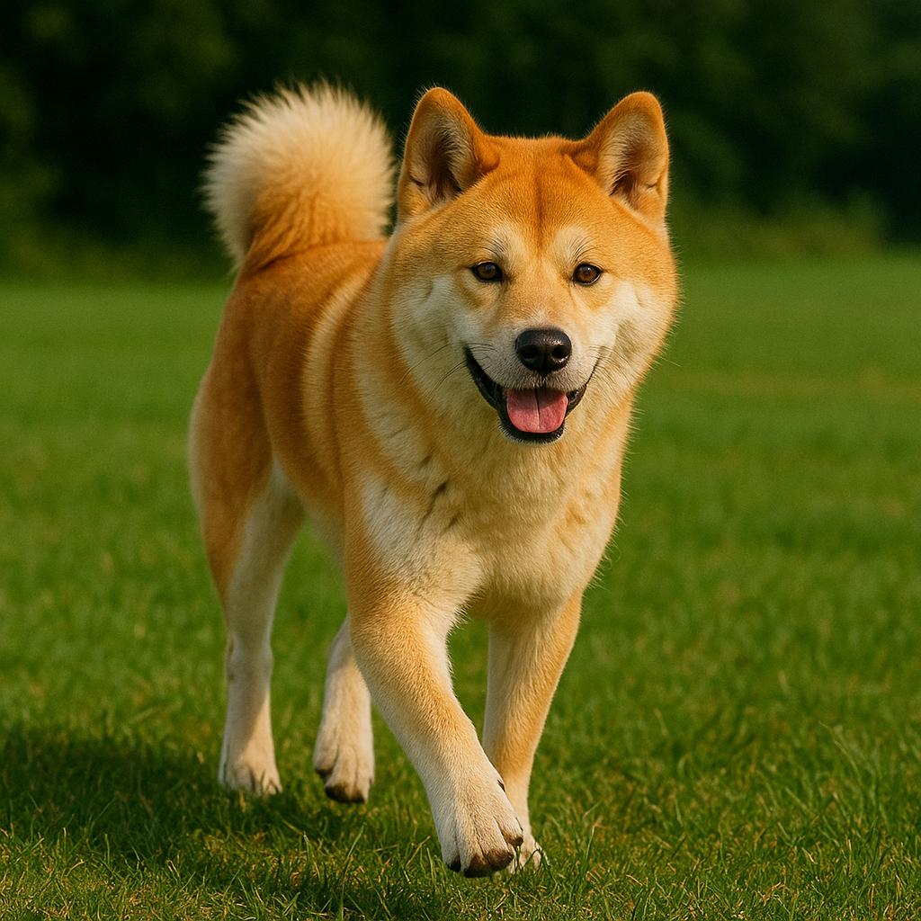 Japanese Akita Inu walking calmly