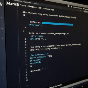 A screenshot of a MySQL or MariaDB command-line interface showing the process of replacing a string within a database. The terminal displays the appropriate SQL command syntax, with clear and legible code. The focus is on the command structure used to find and replace a specific string in a table or database.