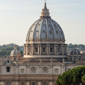  A stunning view of a Baroque church in Rome, showcasing intricate architecture, ornate decorations, and historical grandeur.