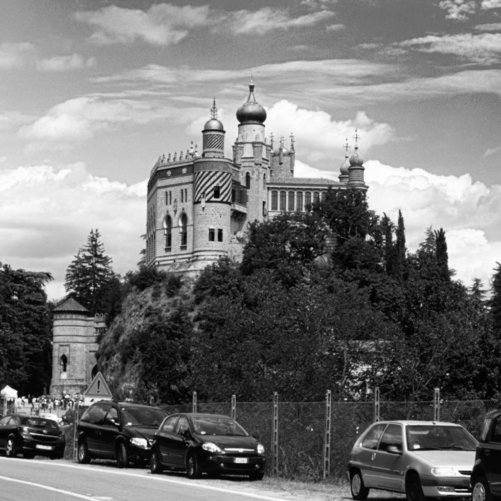 a landscape of rocchetta mattei castle