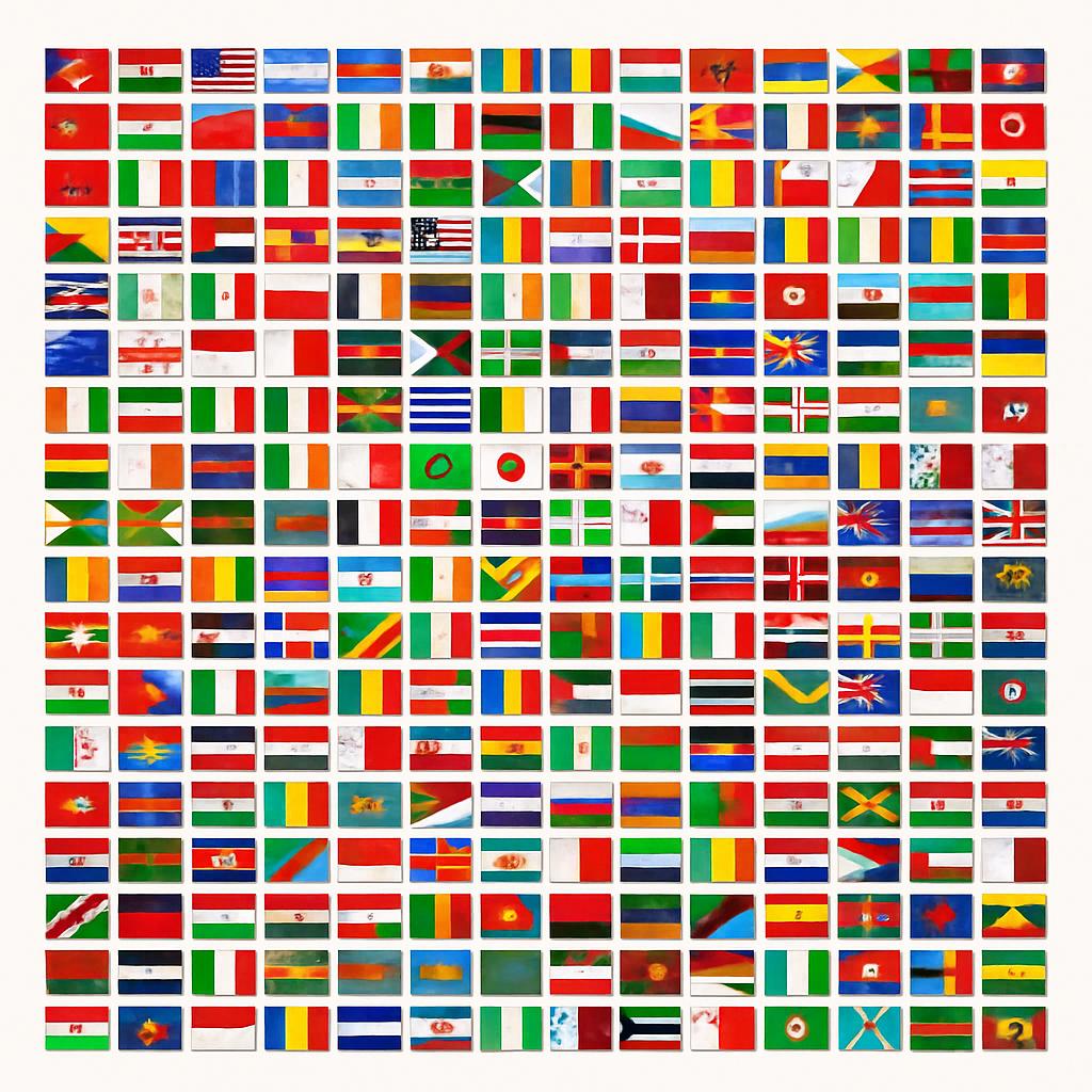 Colorful global flag grid