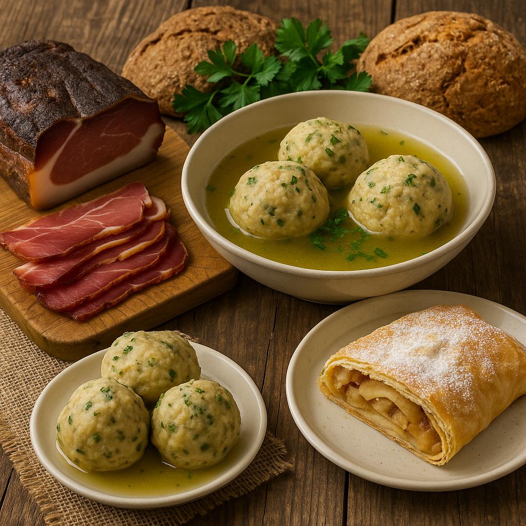Alpine hearty dishes on table
