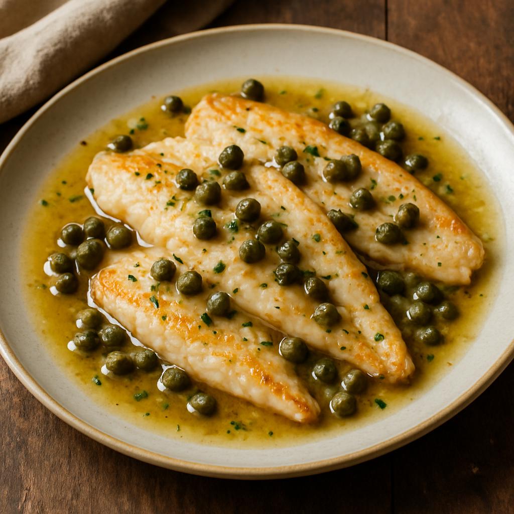 Caper-studded buttery fish fillets