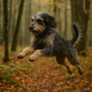 Nivernais Griffon soars through woods