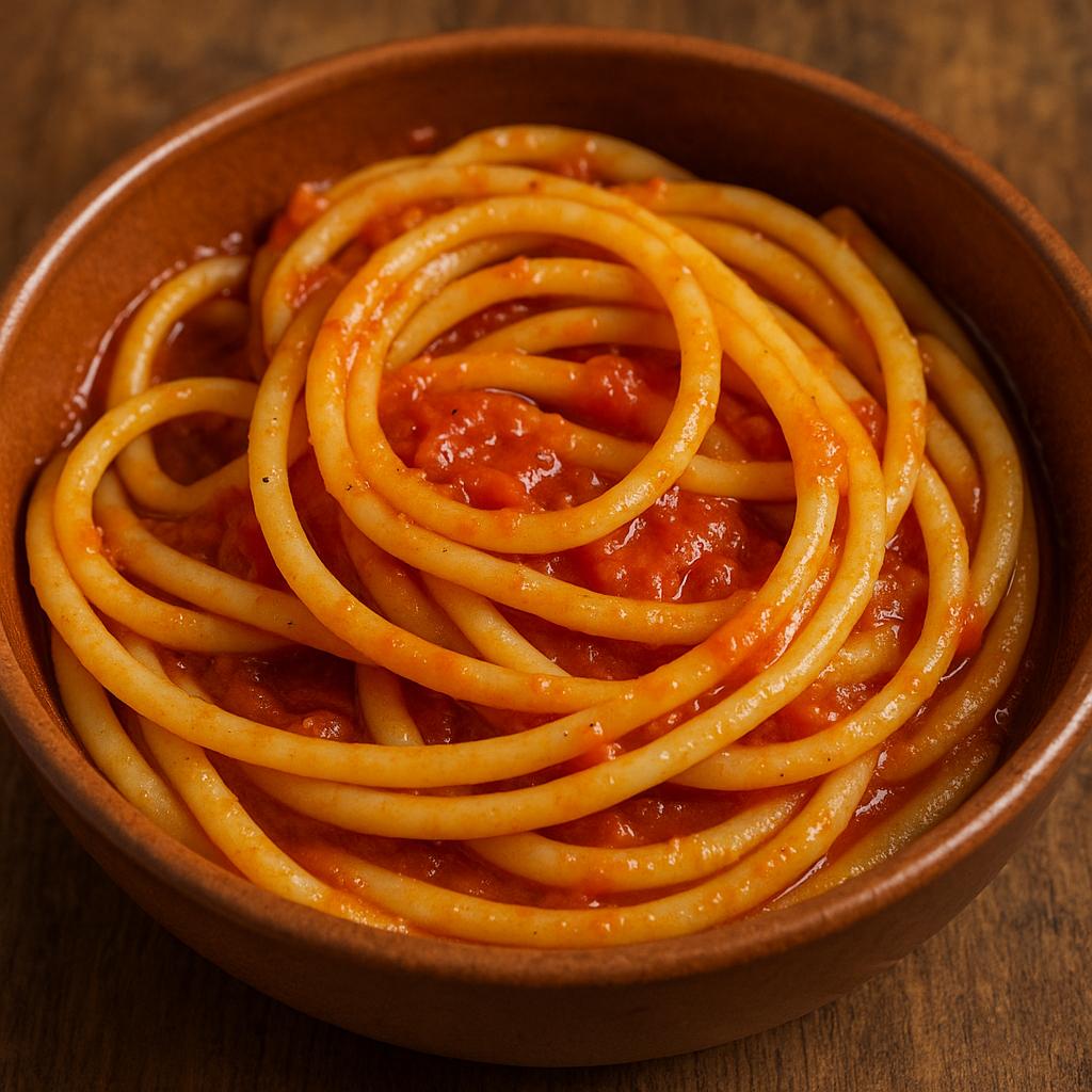 Bucatini in tomato sauce