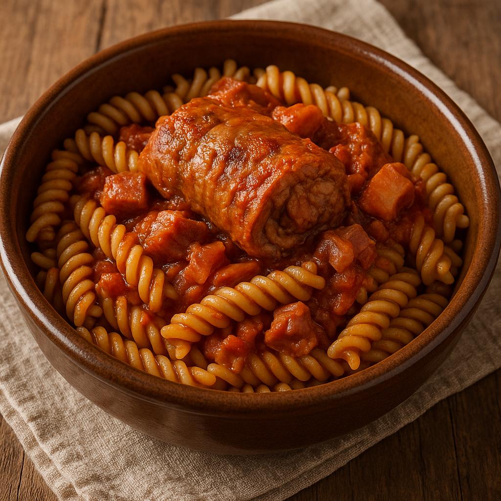 Fusilli with pork sauce
