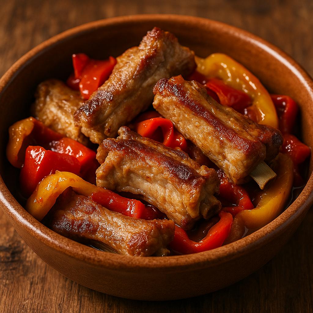 Pork ribs and peppers