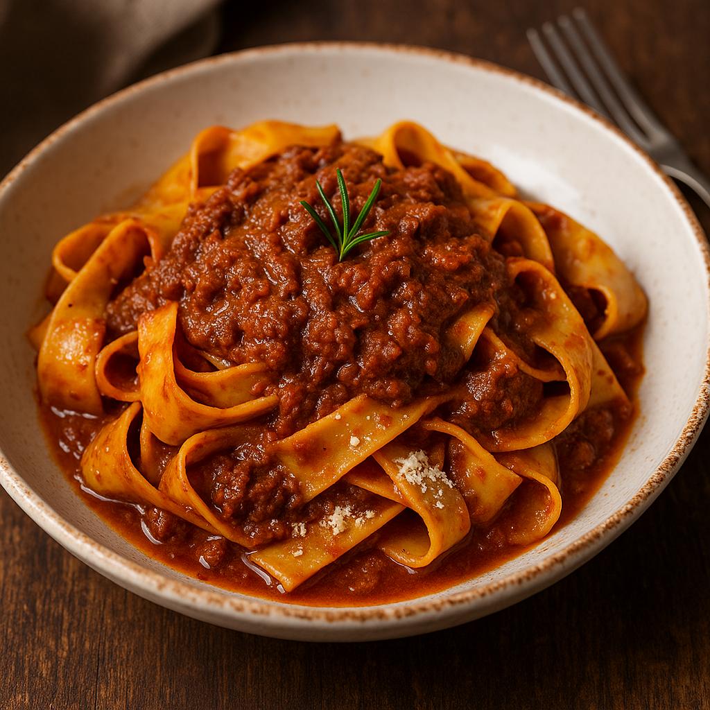 Hearty forest-infused pasta relish