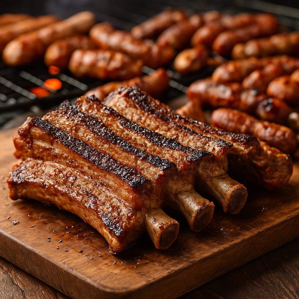 Crispy seasoned grilled pork ribs