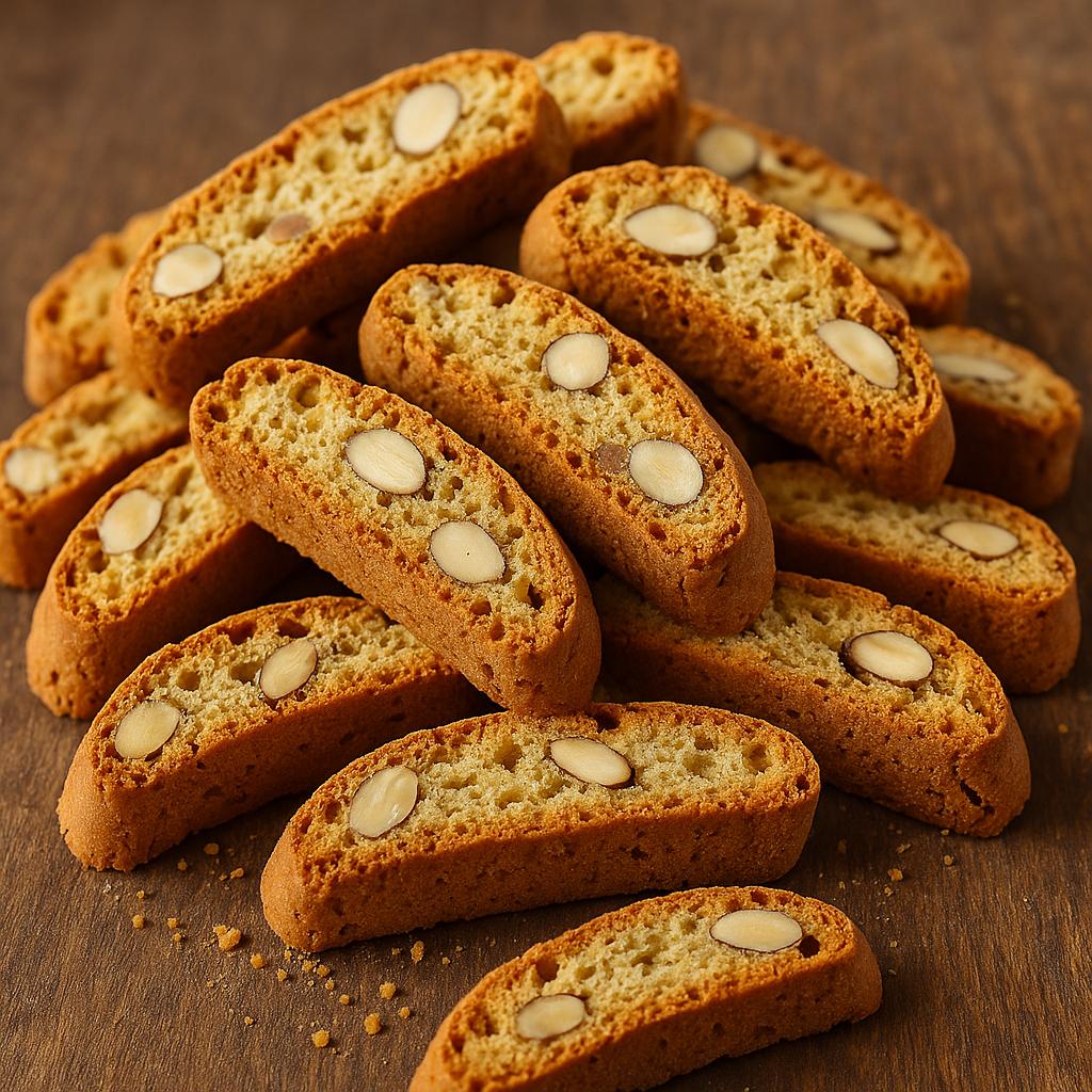 Delicate almond biscotti stack