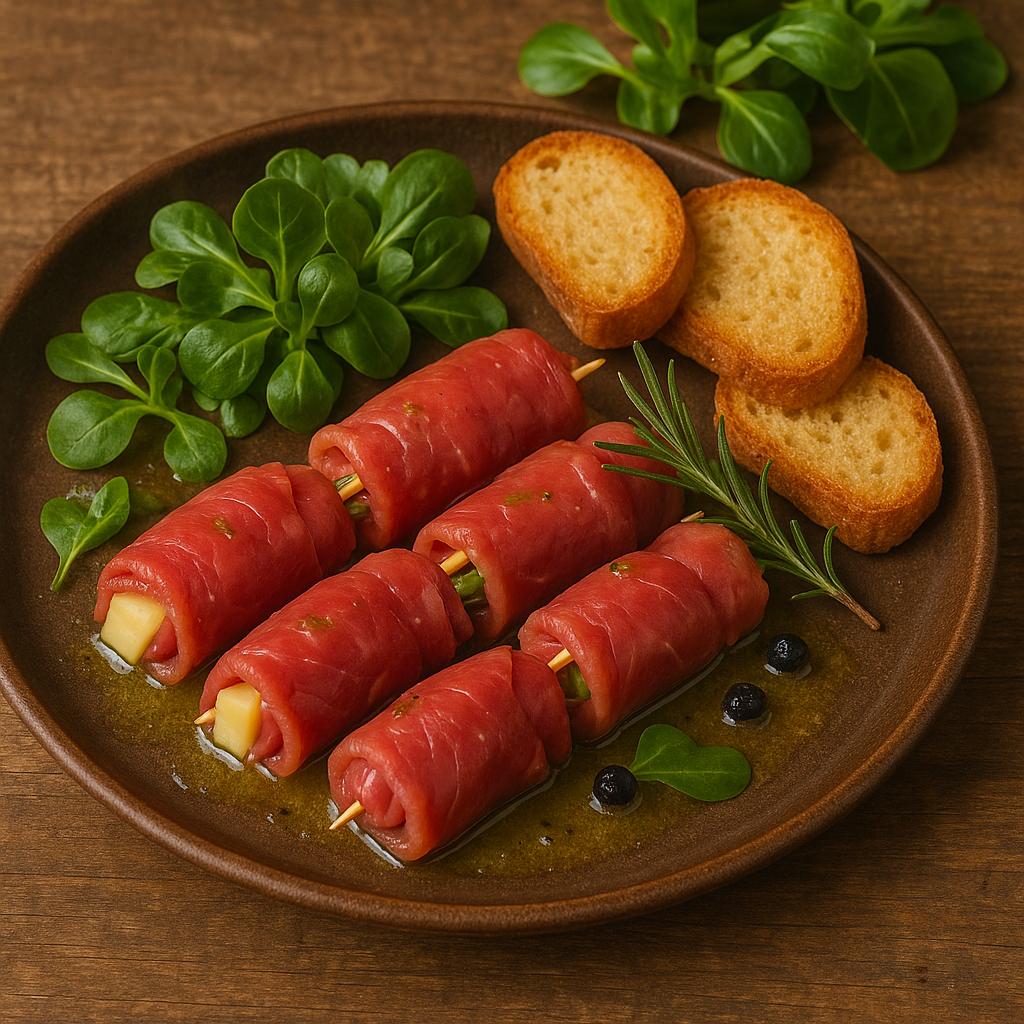 Tender cheese-stuffed veal rolls