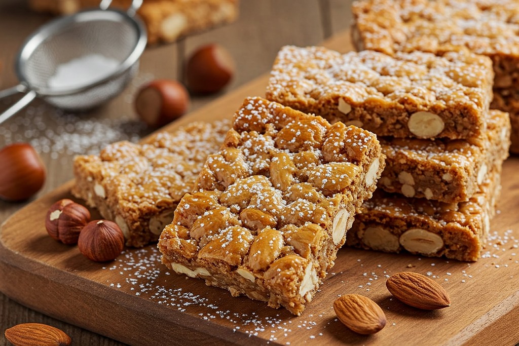 Delicious Valdostan tiles, a traditional Italian dessert made with almonds, hazelnuts, sugar, and a crispy texture.