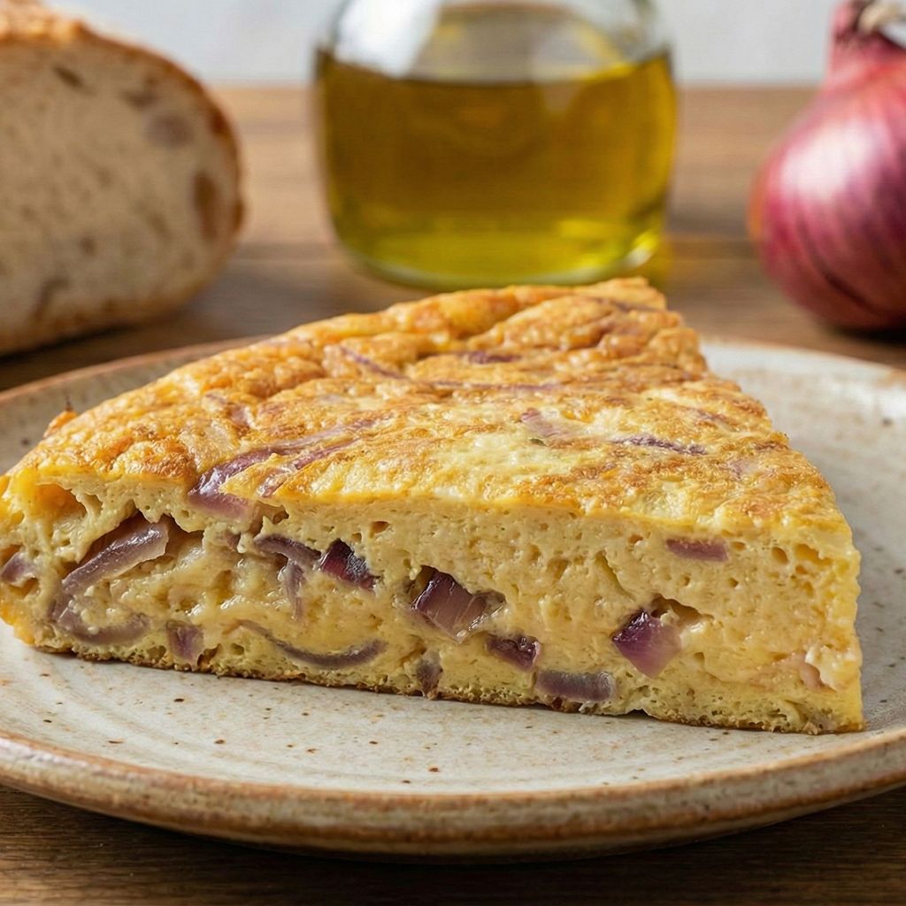 Golden frittata filled with sweet Tropea red onions.