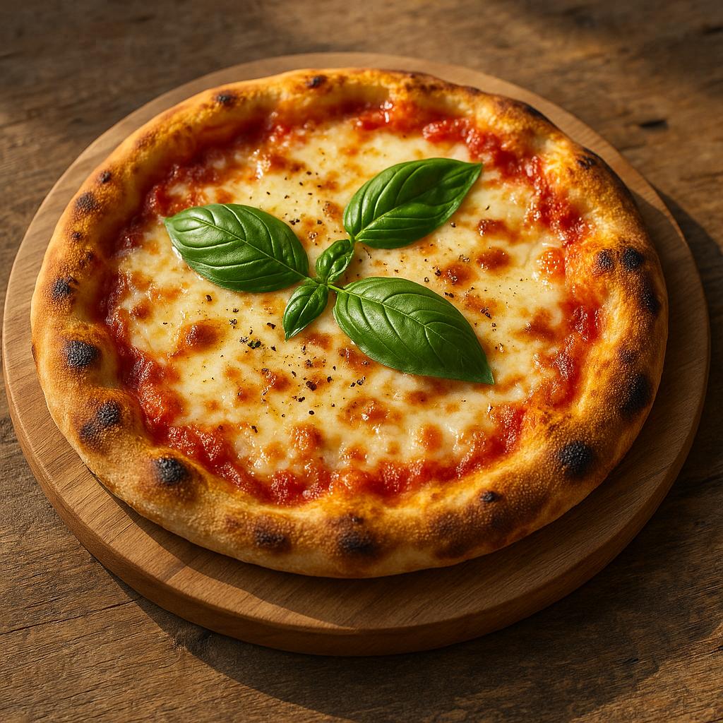Wood-fired Margherita pizza
