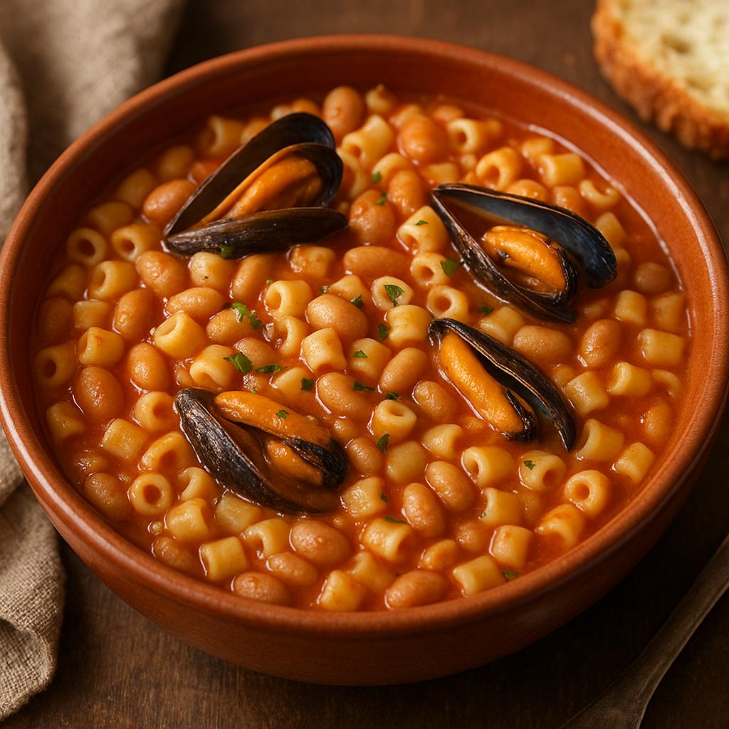 Pasta with beans and mussels