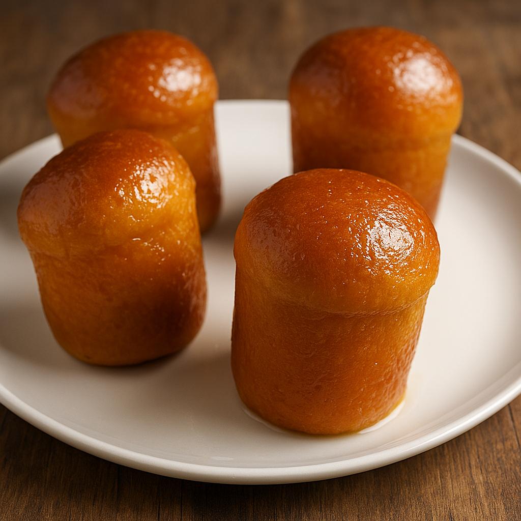 Glossy rum baba pastries