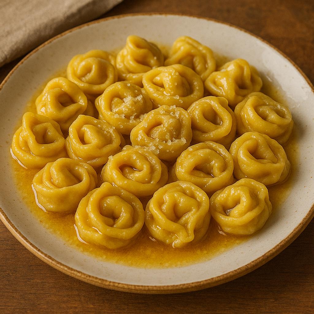Hearty golden pasta pockets