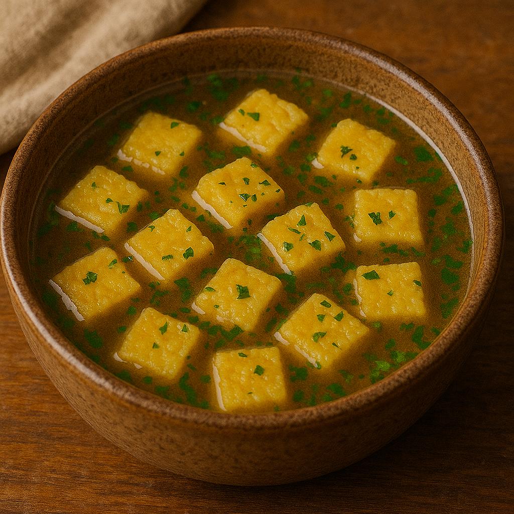 Rustic golden soup cubes