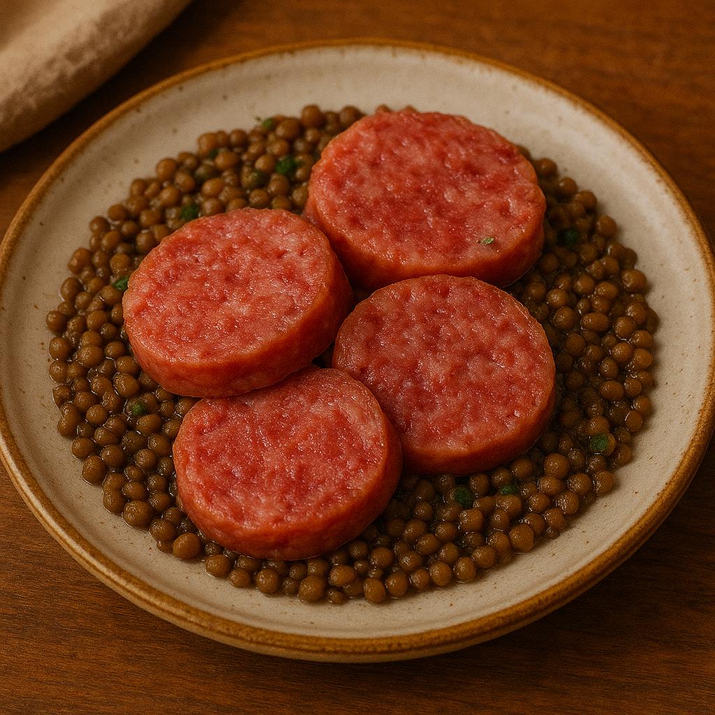 Festive pork sausage slices