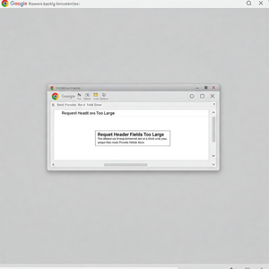 Browser error message displaying "Google Chrome Request Header Fields Too Large" on a blank web page.