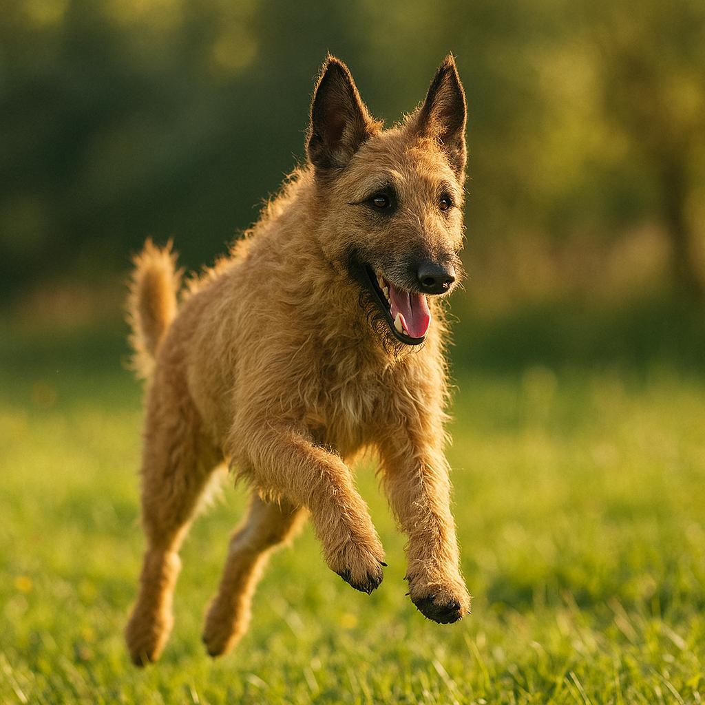 Laekenois running in meadow