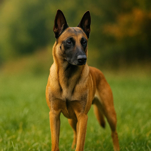 Alert Malinois in field