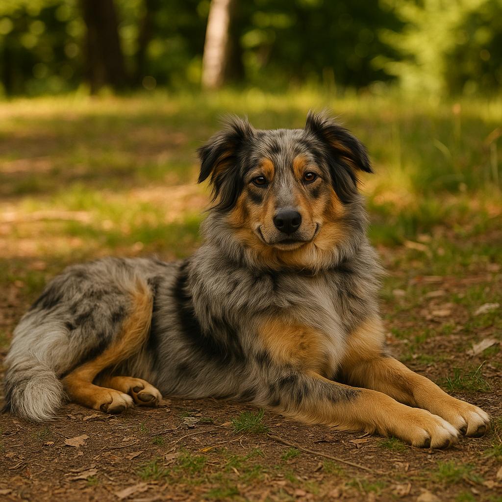 Merle Oropa shepherd resting
