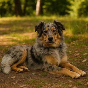 Merle Oropa shepherd resting