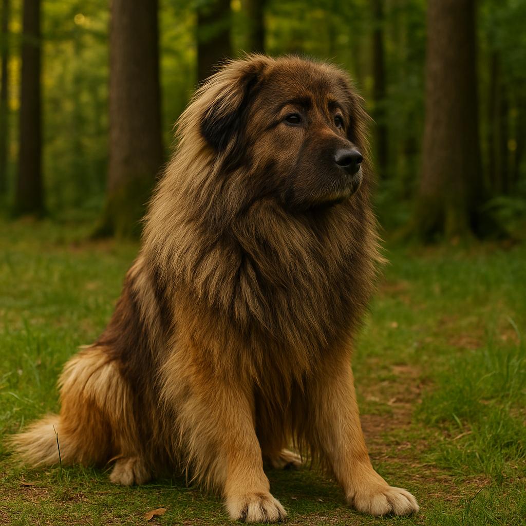 Sitting Caucasian shepherd, alert stillness