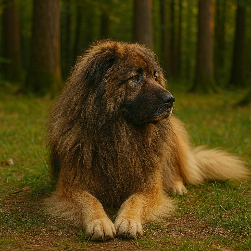 Long-haired Caucasian shepherd, side gaze