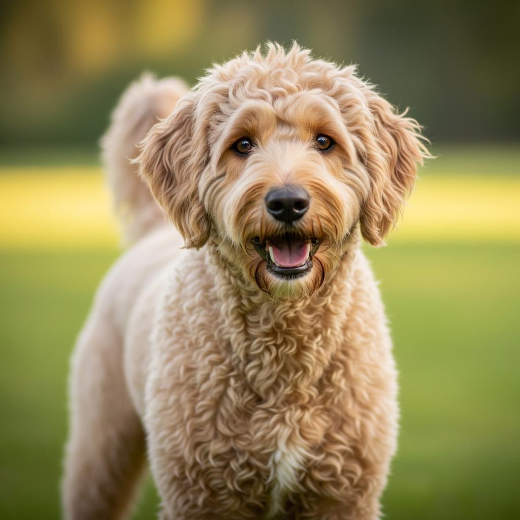 Happy Labradoodle portrait