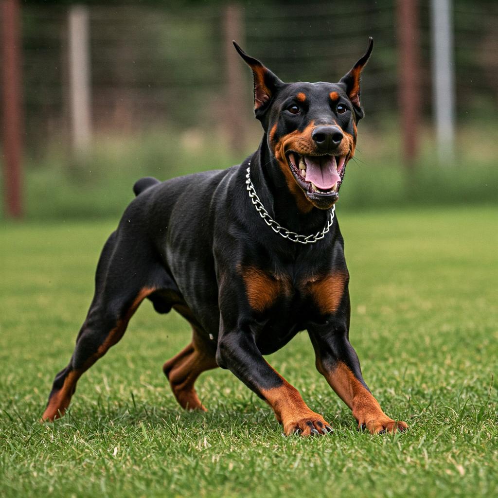 This Doberman looks utterly perplexed attempting some sort of doggy yoga. Those long legs are splayed out in a comical stretch on the grass, making for a genuinely funny sight. Definitely not a natural yogi!