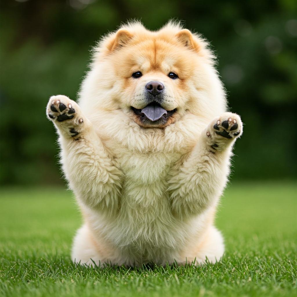This cozy Chow Chow looks perfectly content, all snuggled up on their side with that sweet, relaxed expression. Just makes you want to give them a gentle pat.