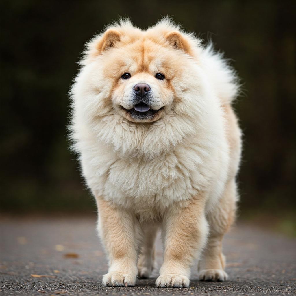 Oh, what a character! This cream-colored Chow Chow is clearly inviting some playtime with that enthusiastic, bouncy pose – can't help but smile back.