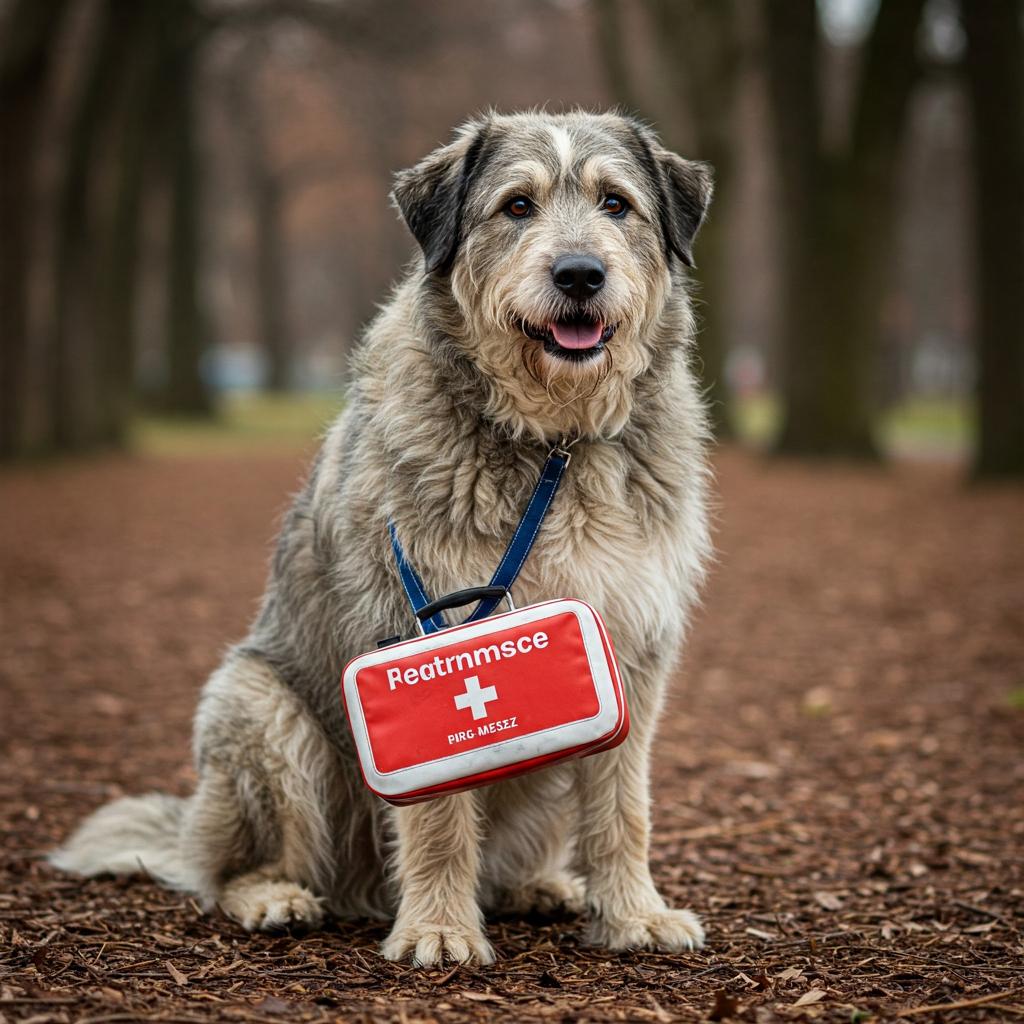 A Bergamasco Sheepdog in a healthcare pose, its expressive eyes and attentive demeanor suggesting compassion and healing.